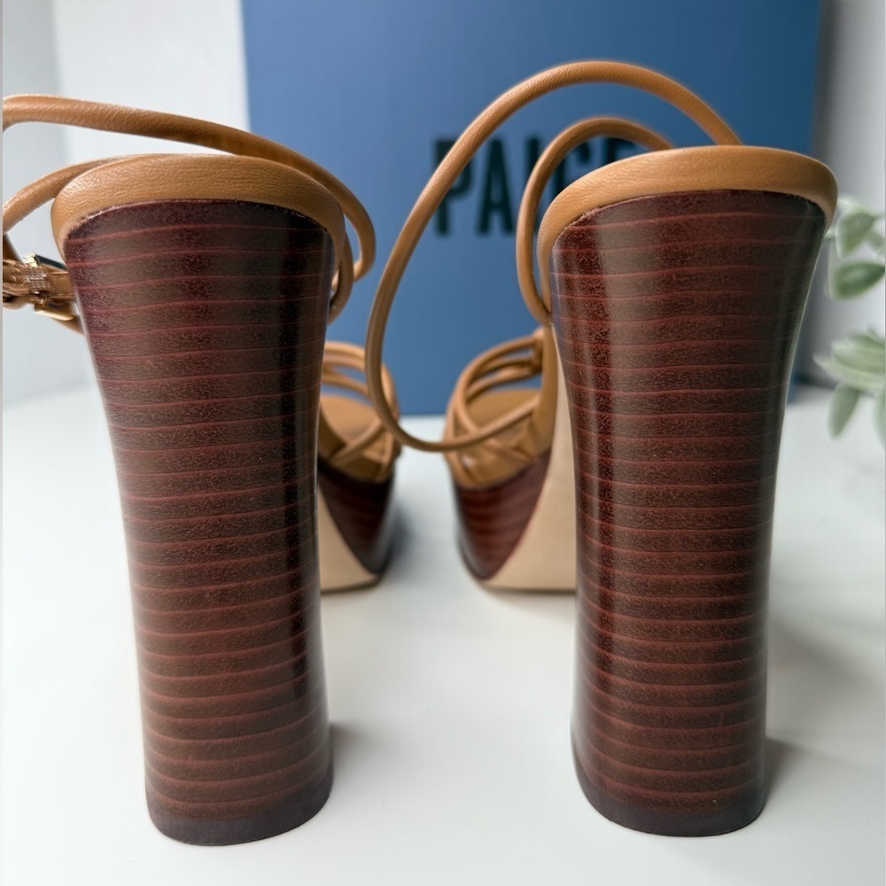 Paige Hailey Platform Sandal in Cognac Leather Size 10 NWT Strappy Euro Summer - Picture 9 of 15